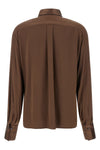 the brunello cucinelli shirt in chocolate brown stretch silk satin redefines the
