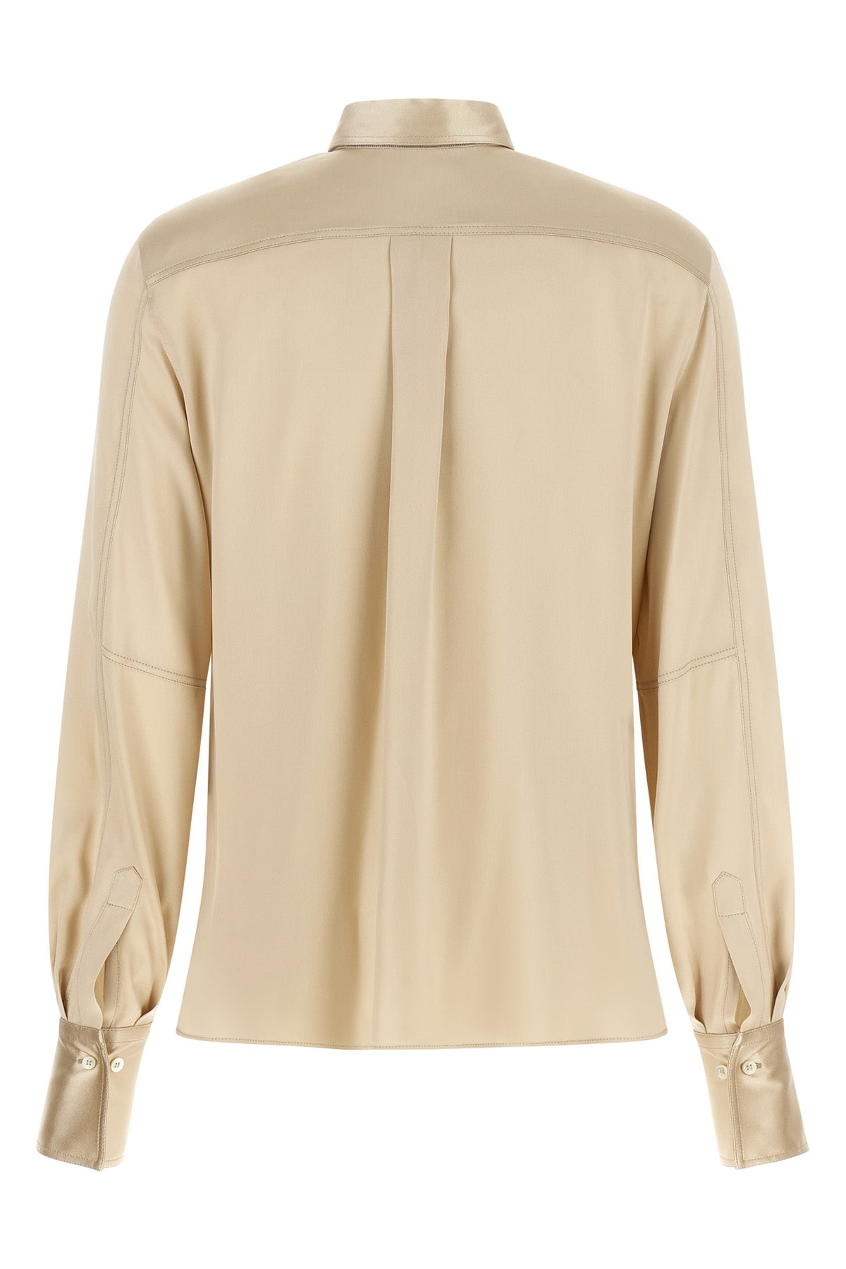 the brunello cucinelli shirt in fine stretch silk satin stands out for its sophi