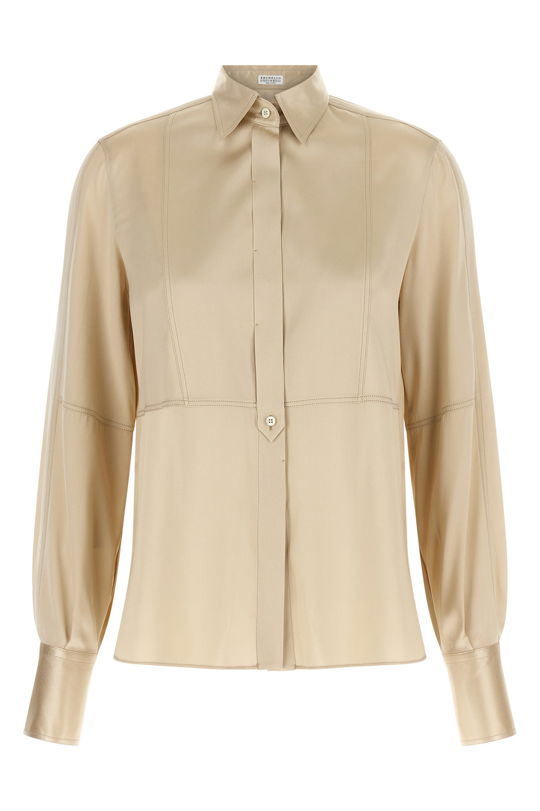 BRUNELLO CUCINELLI M the brunello cucinelli shirt in fine stretch silk satin stands out for its sophi