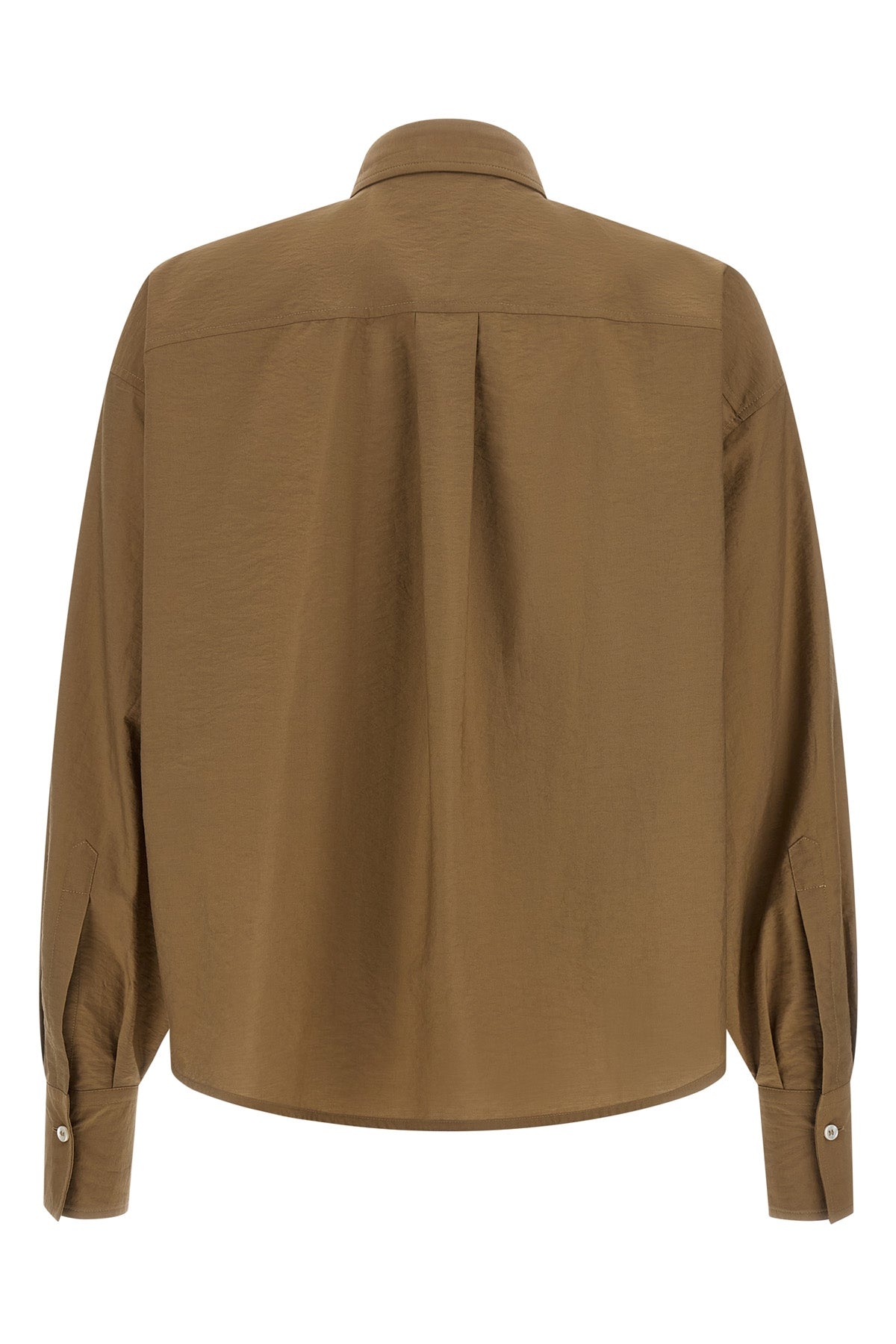 crumpled techno cotton blend poplin shirt