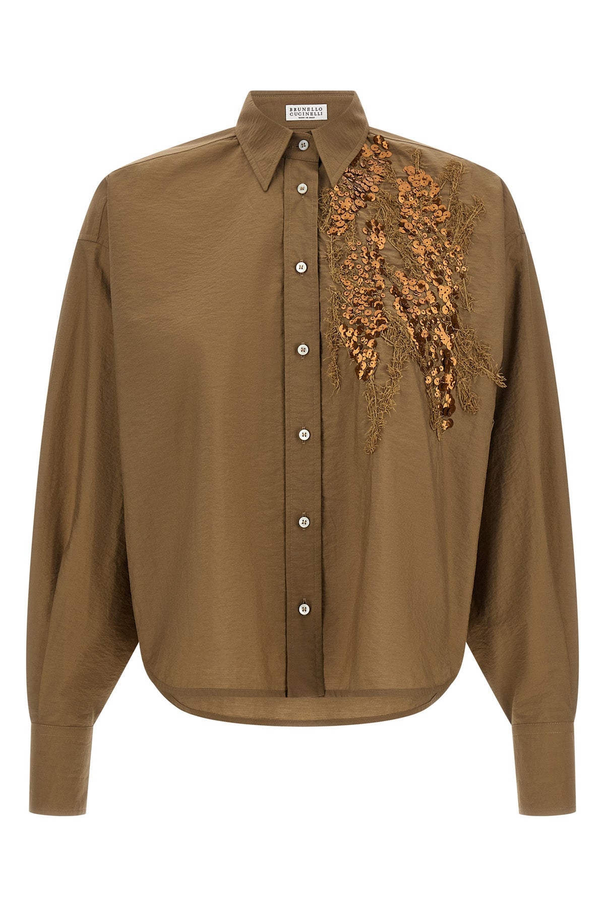 crumpled techno cotton blend poplin shirt