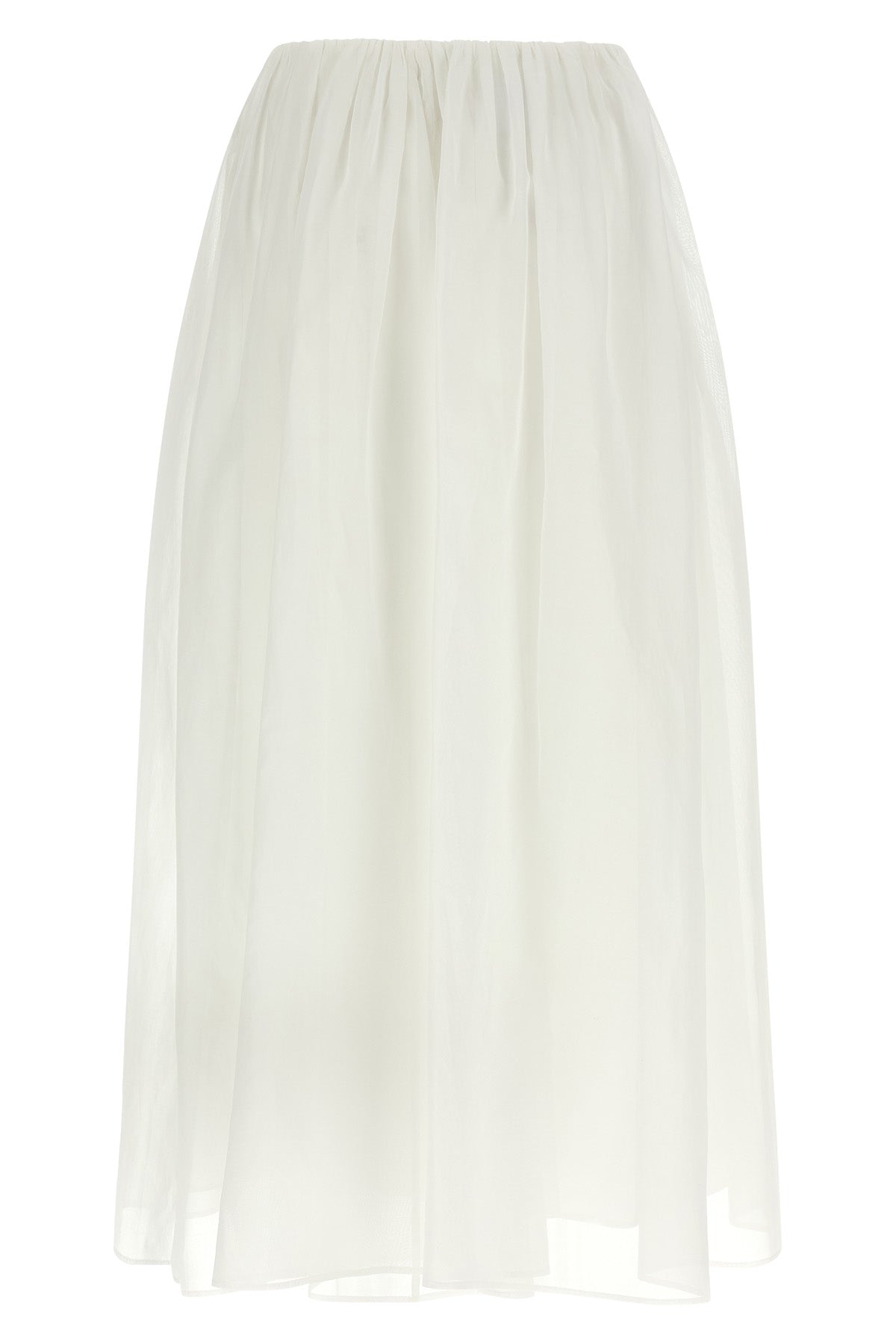 maxi skirt in semi-transparent multilayer cotton