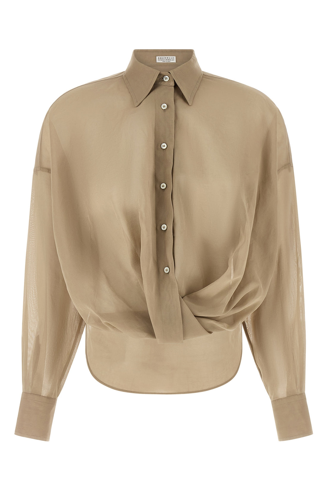 BRUNELLO CUCINELLI XL semi-transparent cotton taffeta shirt