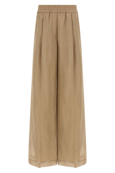 loose track cotton organza pants