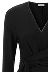 the brunello cucinelli midi dress defines a fluid silhouette through a sartorial