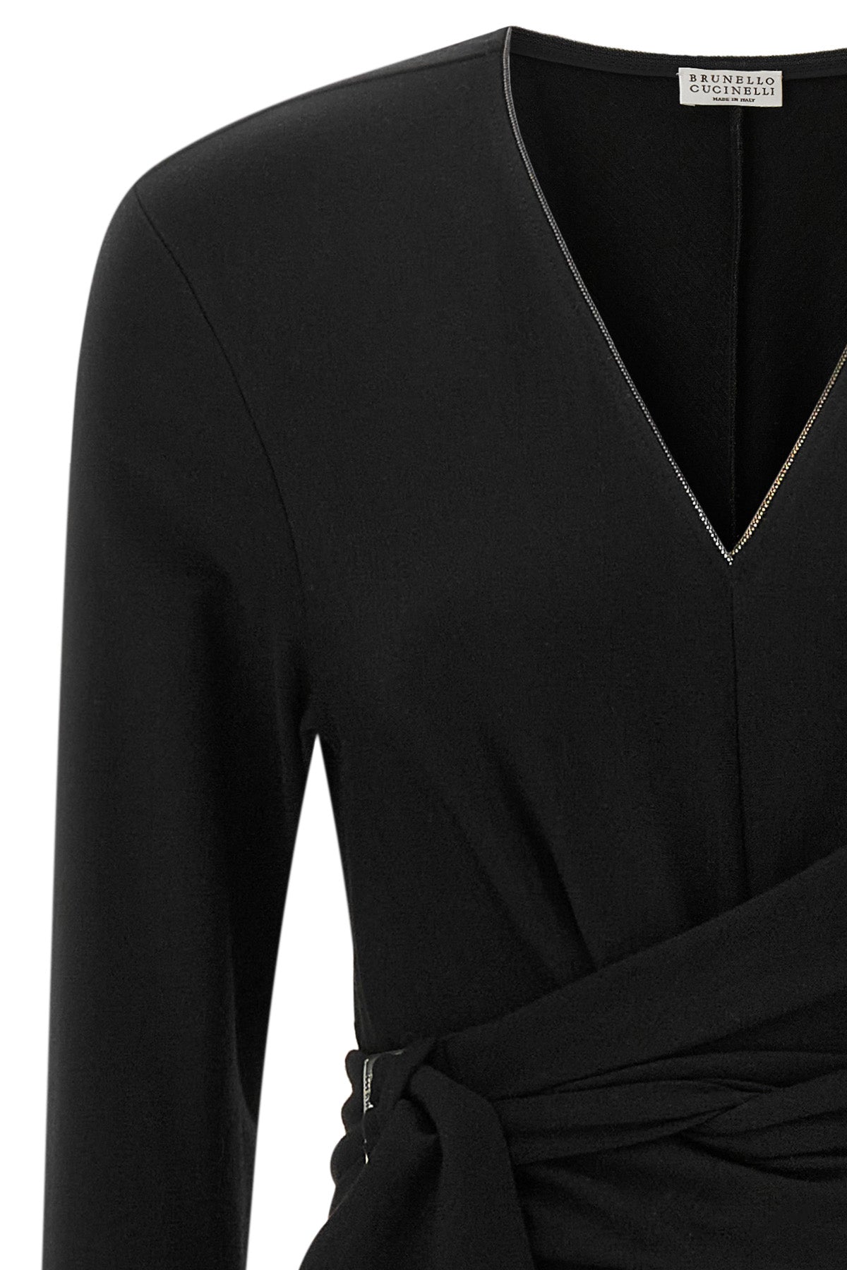 the brunello cucinelli midi dress defines a fluid silhouette through a sartorial