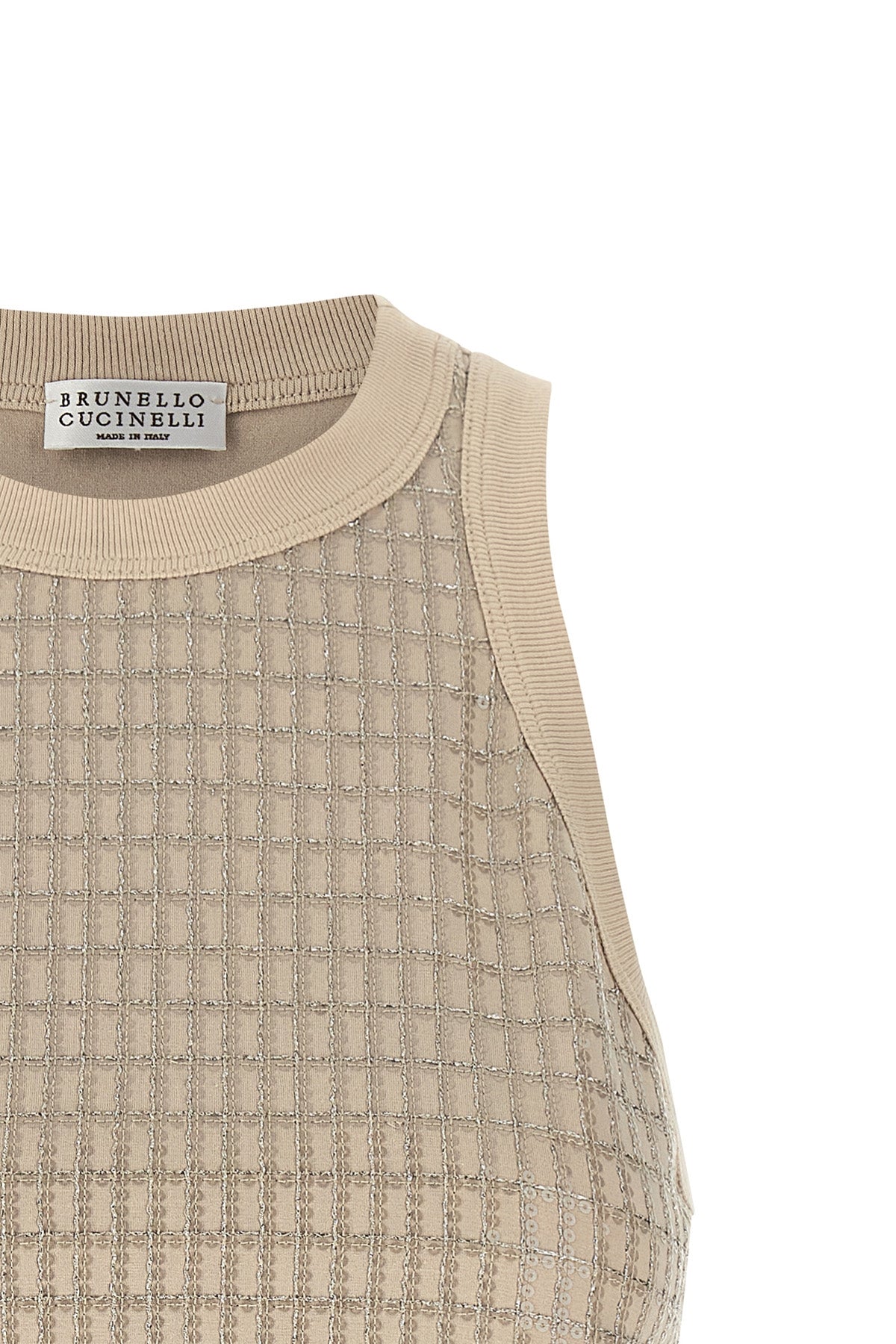 dazzling check embroidery stretch cotton jersey top