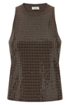 dazzling check embroidery stretch cotton jersey top