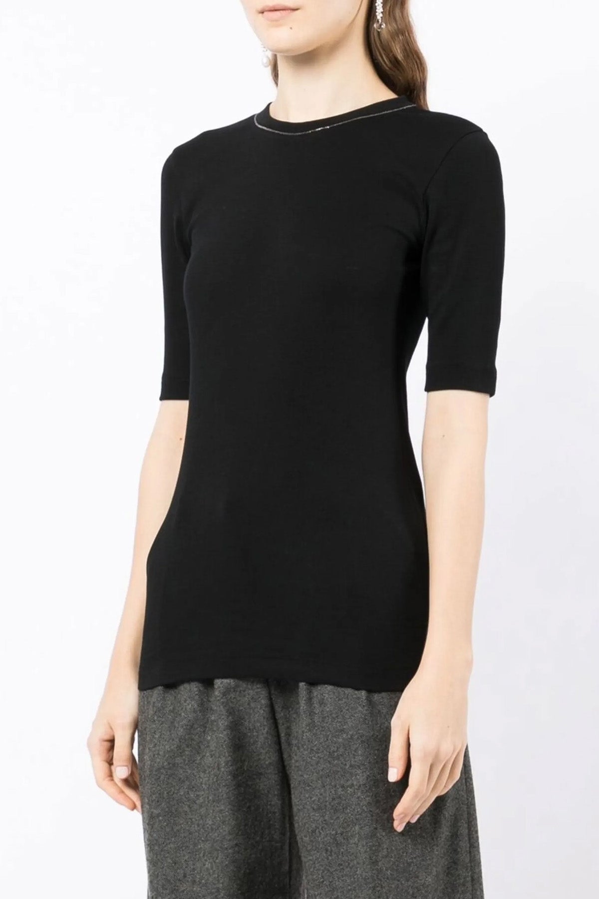ribbed stretch cotton jersey t-shirt