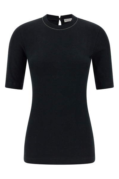 ribbed stretch cotton jersey t-shirt