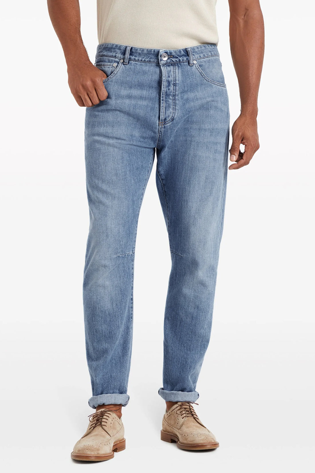 BRUNELLO CUCINELLI 46 stonewashed cotton denim jeans