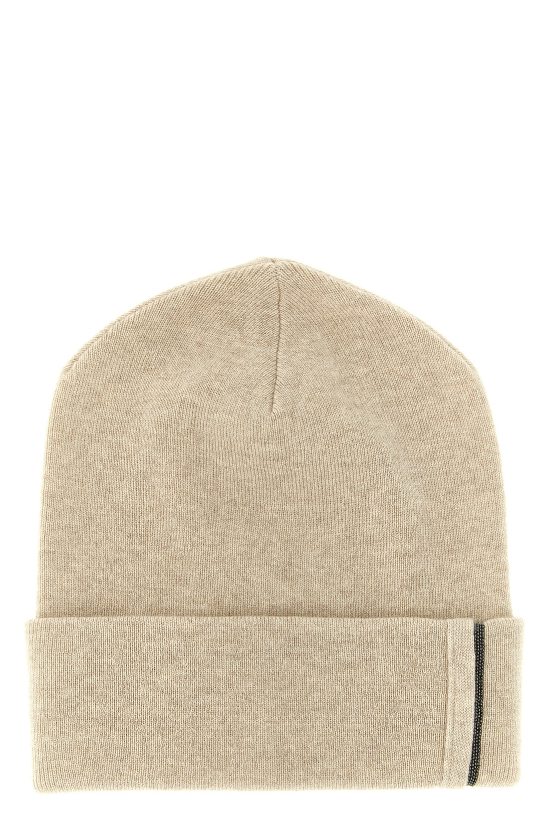 BRUNELLO CUCINELLI M pure cashmere shaved knit beanie micro ribbed pattern