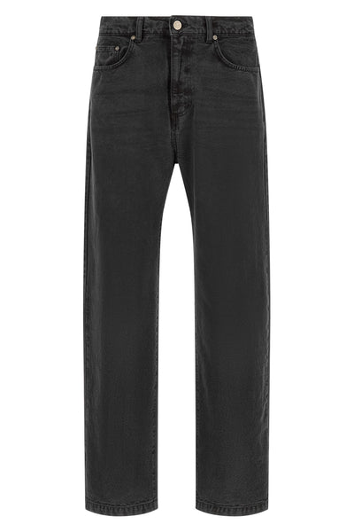 modified jeans in cotton denim cloth washed on the garment