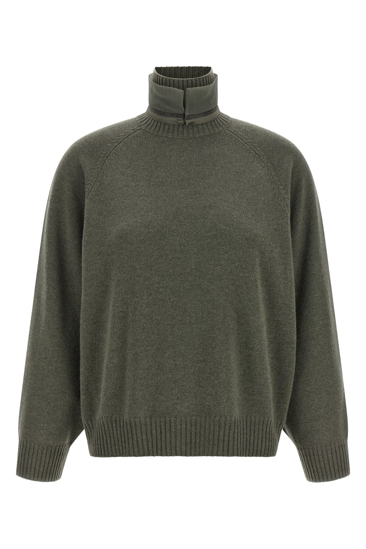 the brunello cucinelli high neck sweater in pure cashmere embodies the excellenc