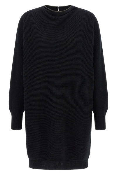 the brunello cucinelli horizontal ribbed knit mini dress exemplifies superior it