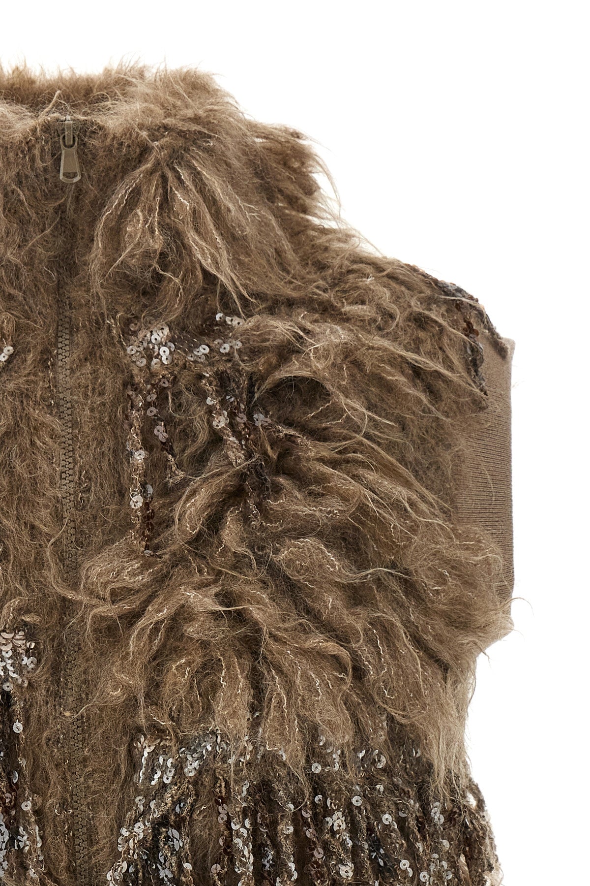 the brunello cucinelli dazzling moss embroidery vest in a fine mohair blend st