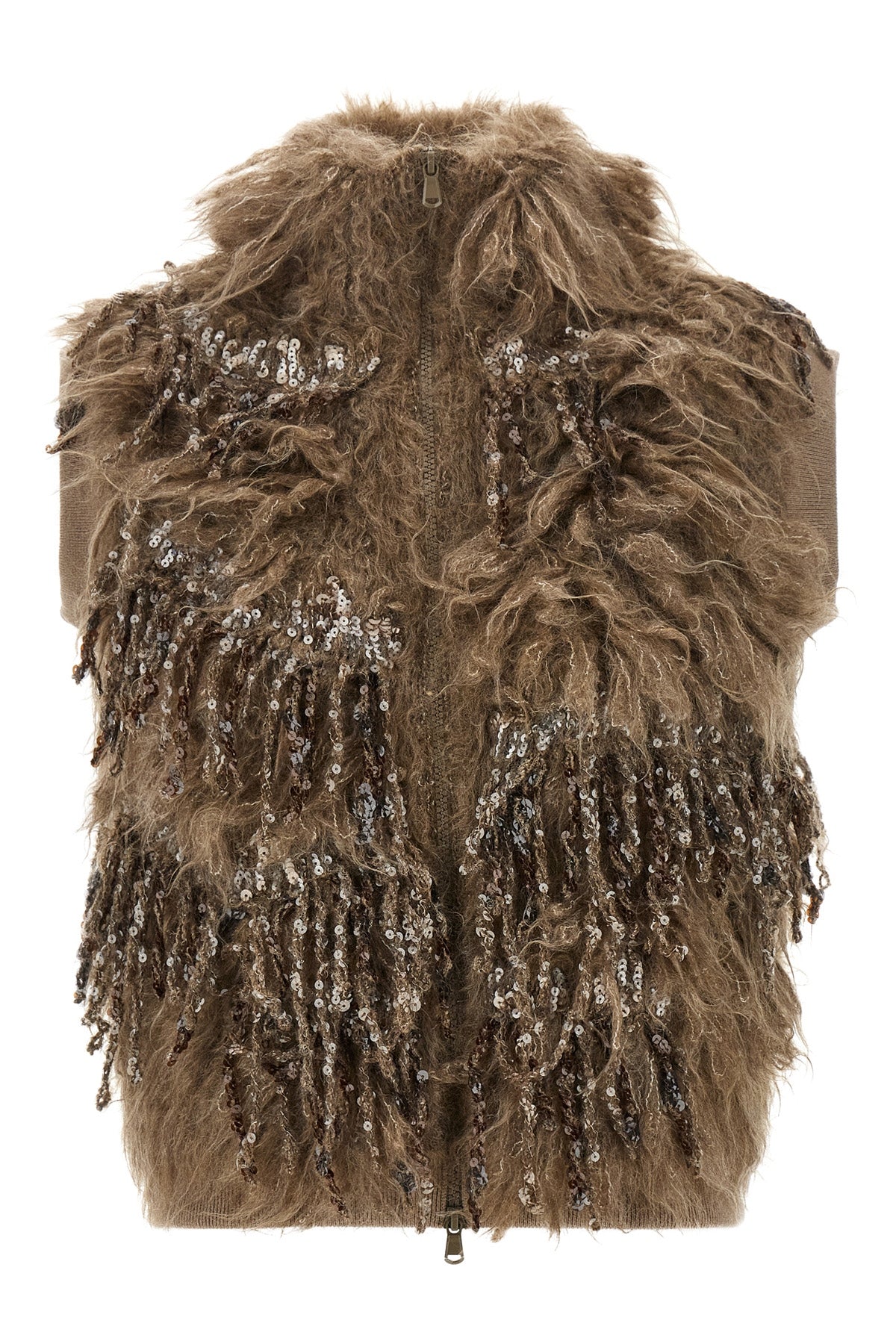 the brunello cucinelli dazzling moss embroidery vest in a fine mohair blend st