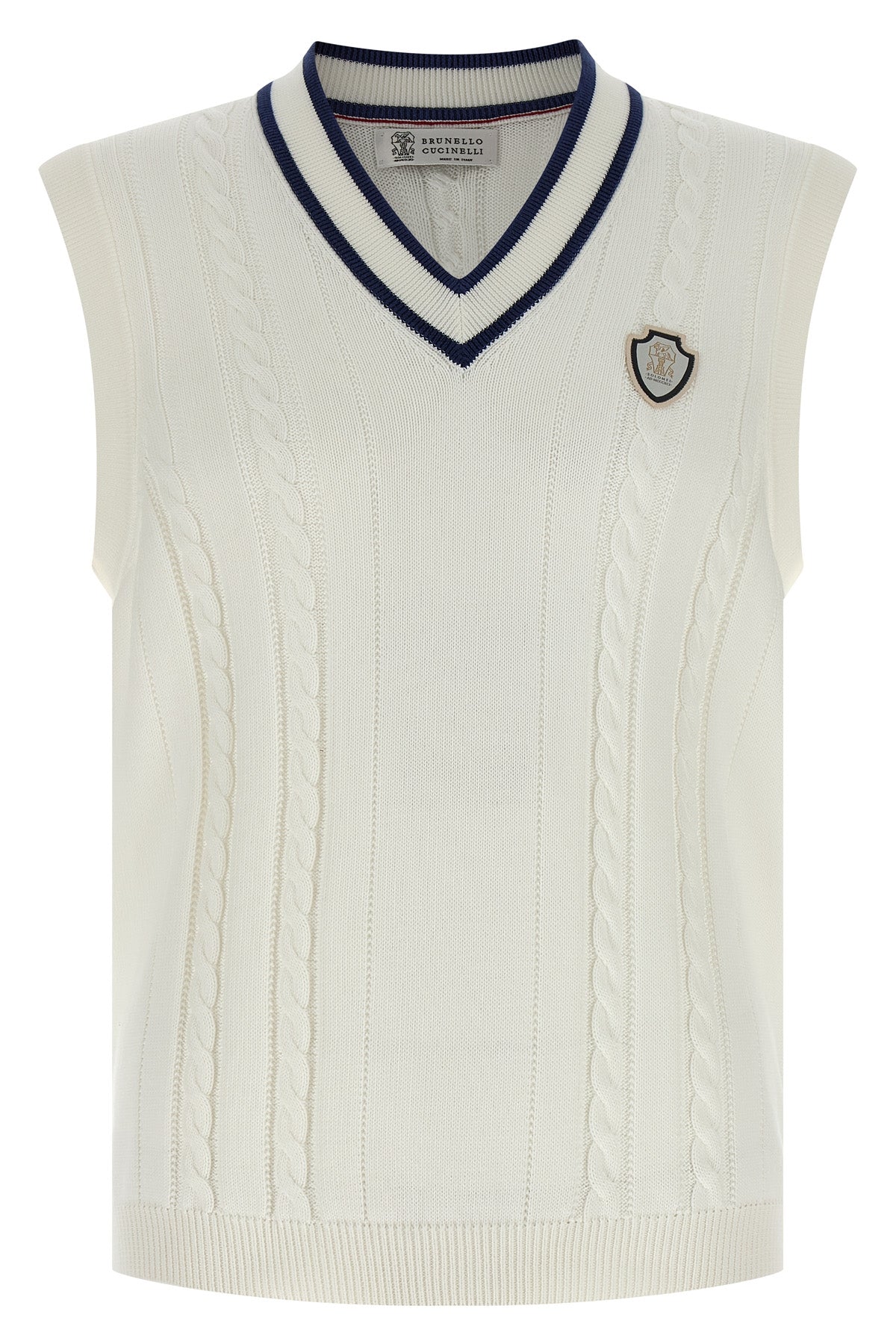 braided cotton knit vest
