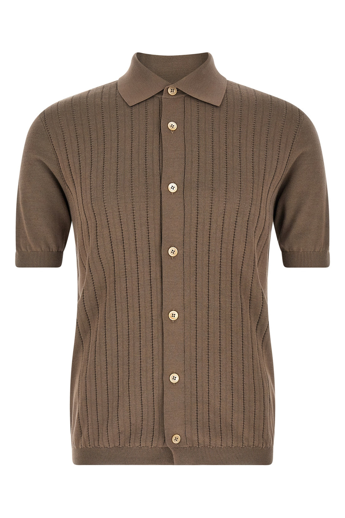 BRUNELLO CUCINELLI 54 ribbed knit cotton shirt