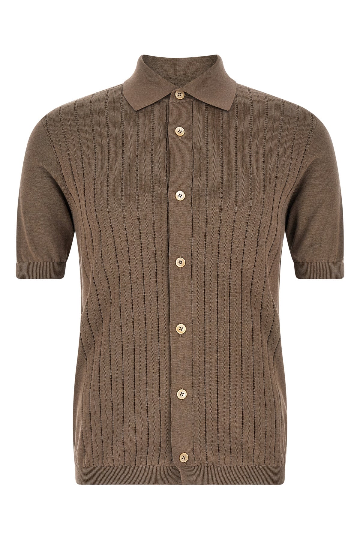 ribbed knit cotton shirt
