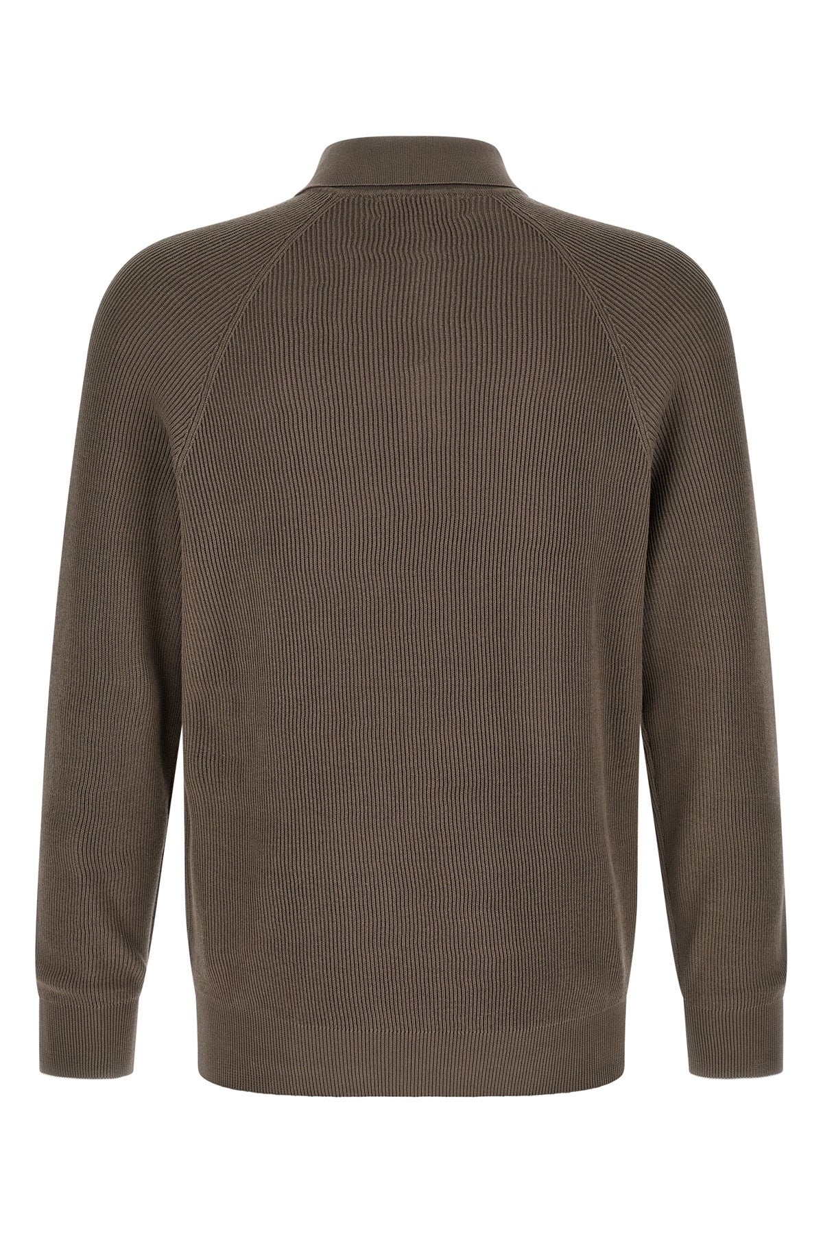 english ribbed cotton knit polo shirt
