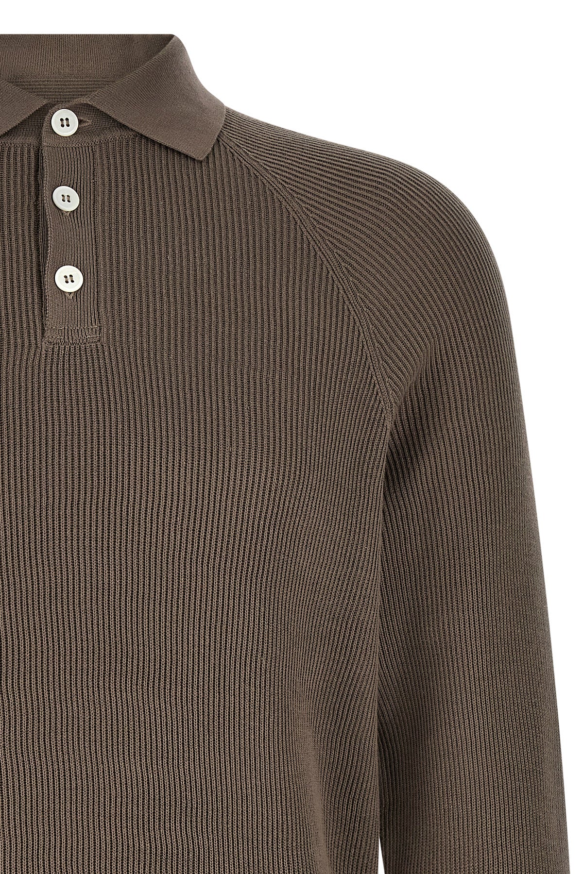 english ribbed cotton knit polo shirt