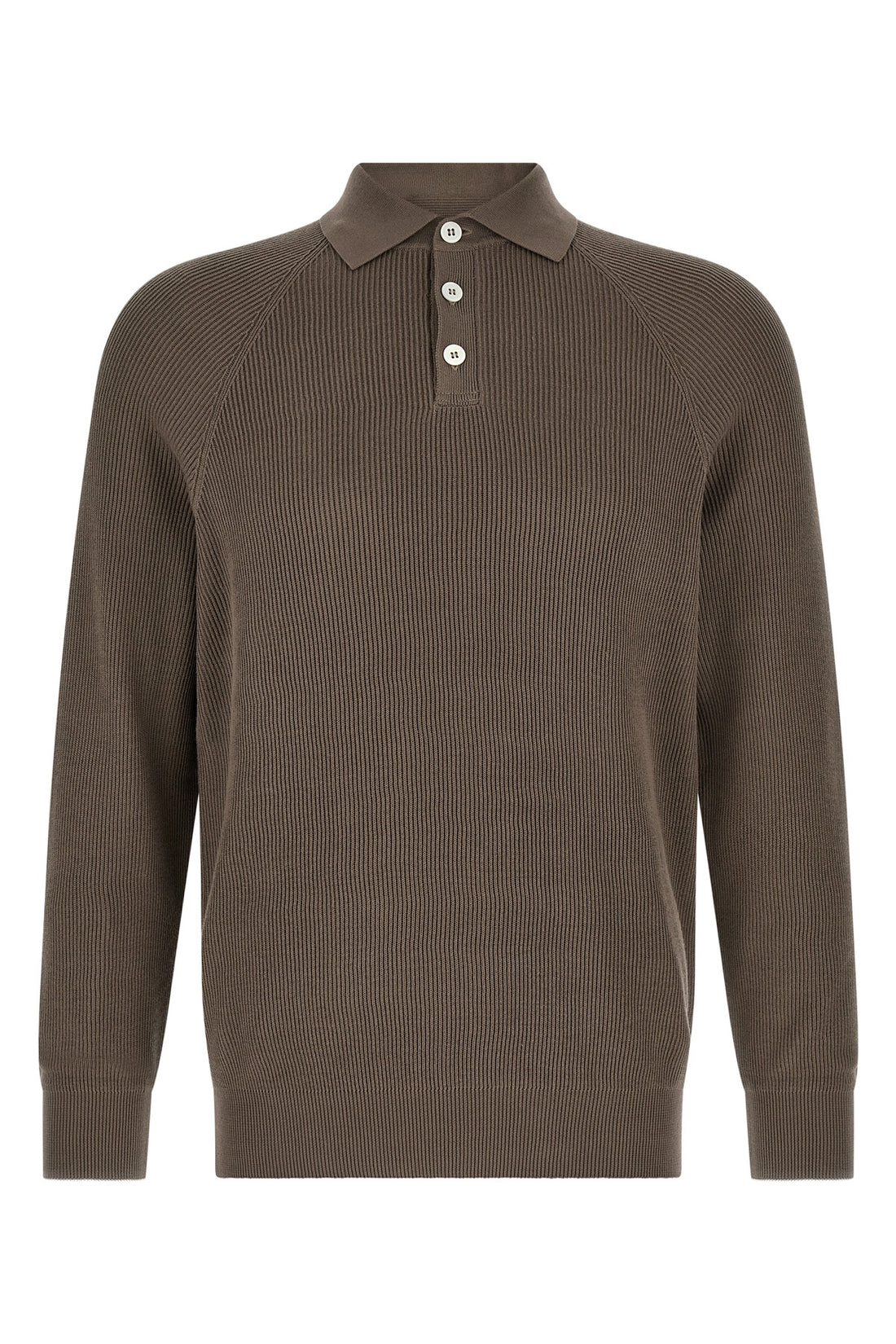 BRUNELLO CUCINELLI 50 english ribbed cotton knit polo shirt