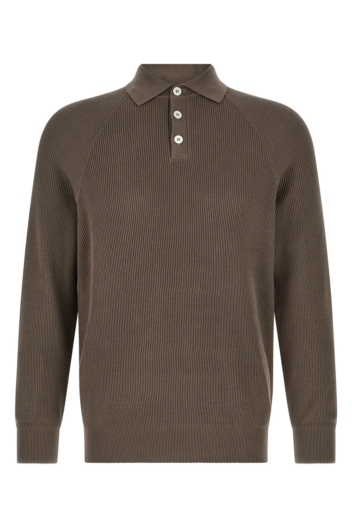 english ribbed cotton knit polo shirt