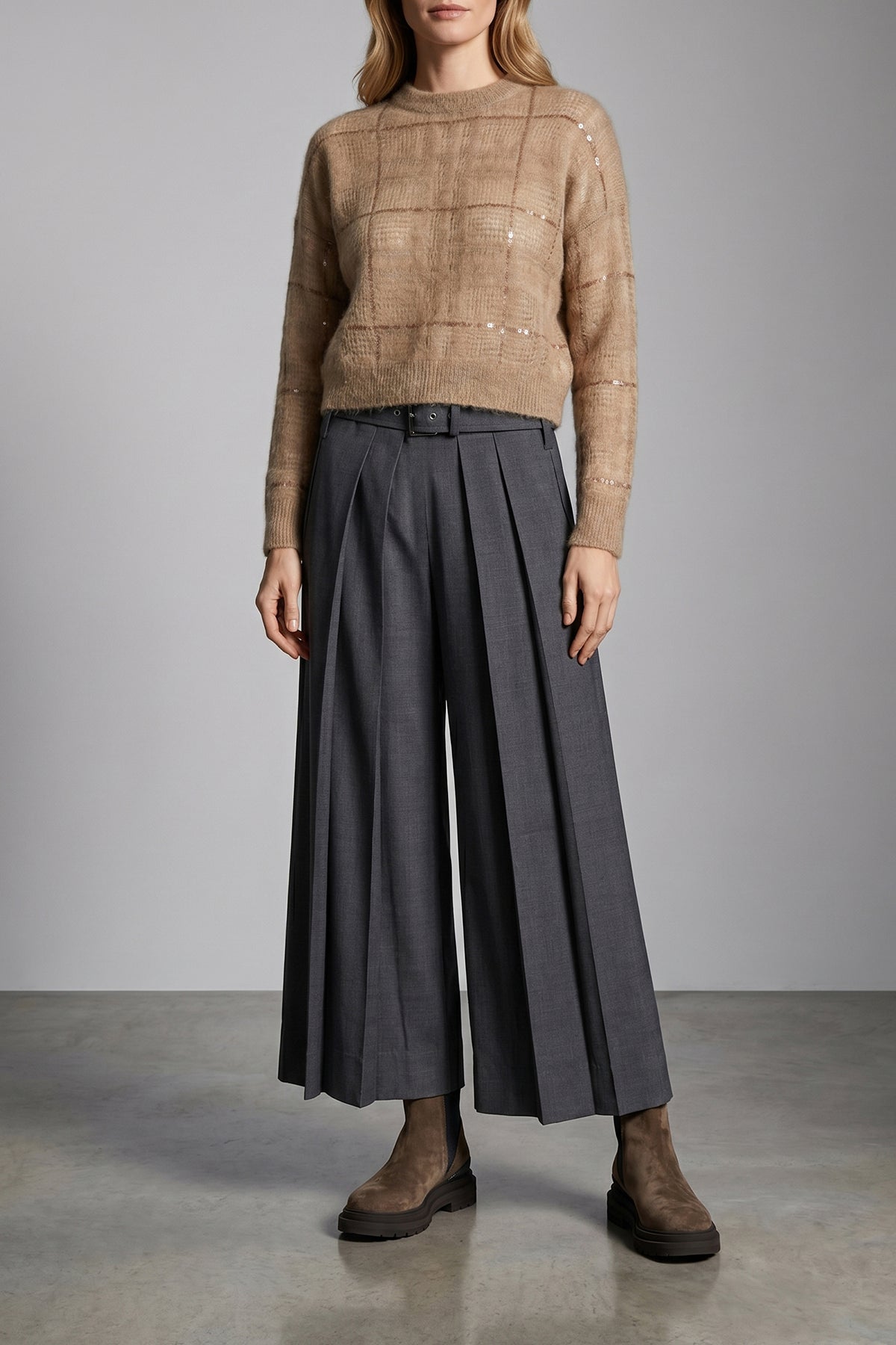 the brunello cucinelli crew neck sweater redefines the volumes of knitwear throu