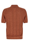 polo shirt in naturally mottled linen and cotton knit worked
