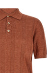 polo shirt in naturally mottled linen and cotton knit worked