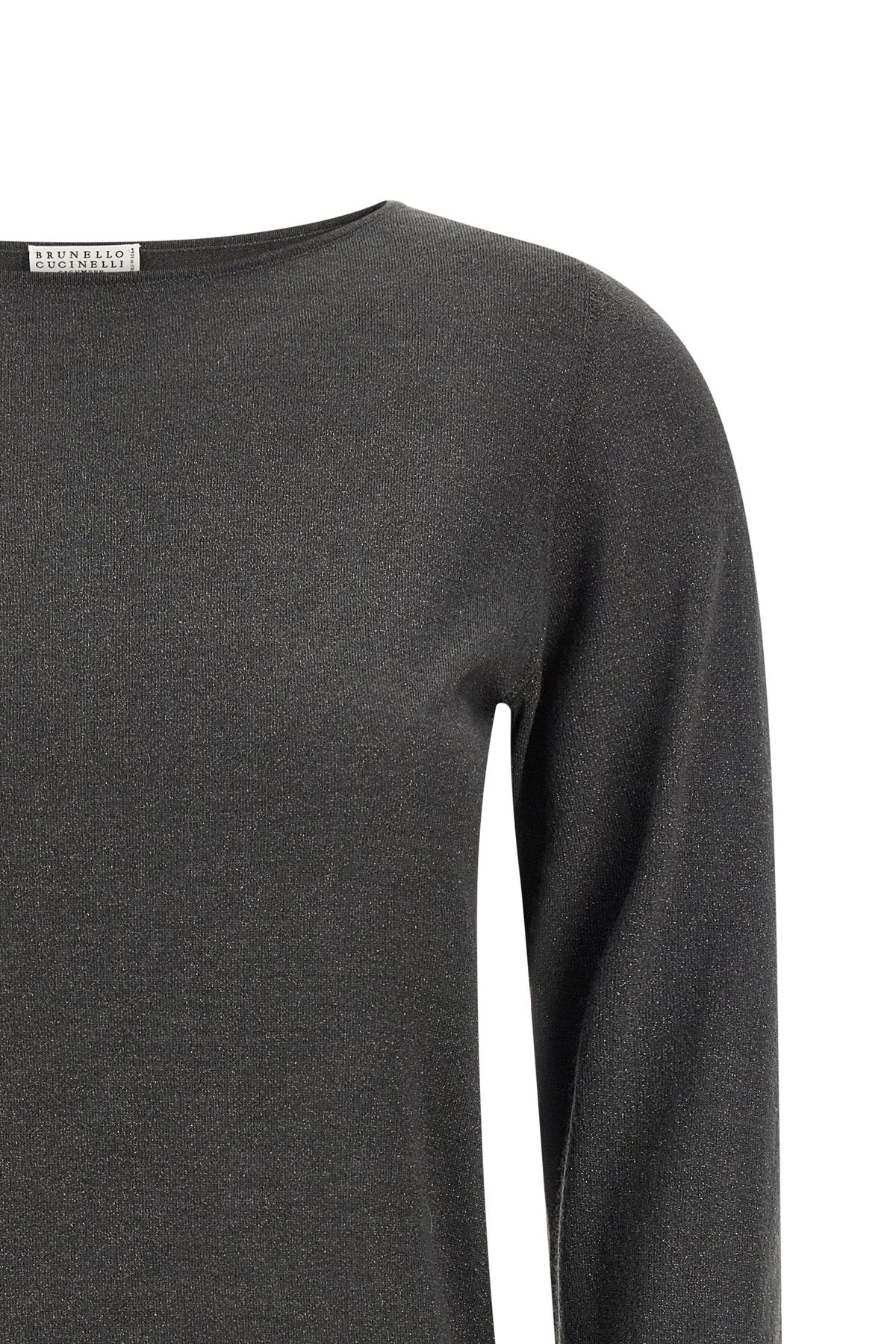 sparkling shaved cashmere and silk knit sweater woven