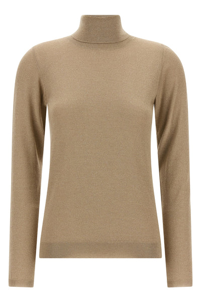 sparkling shaved cashmere and silk knit turtleneck sweater woven
