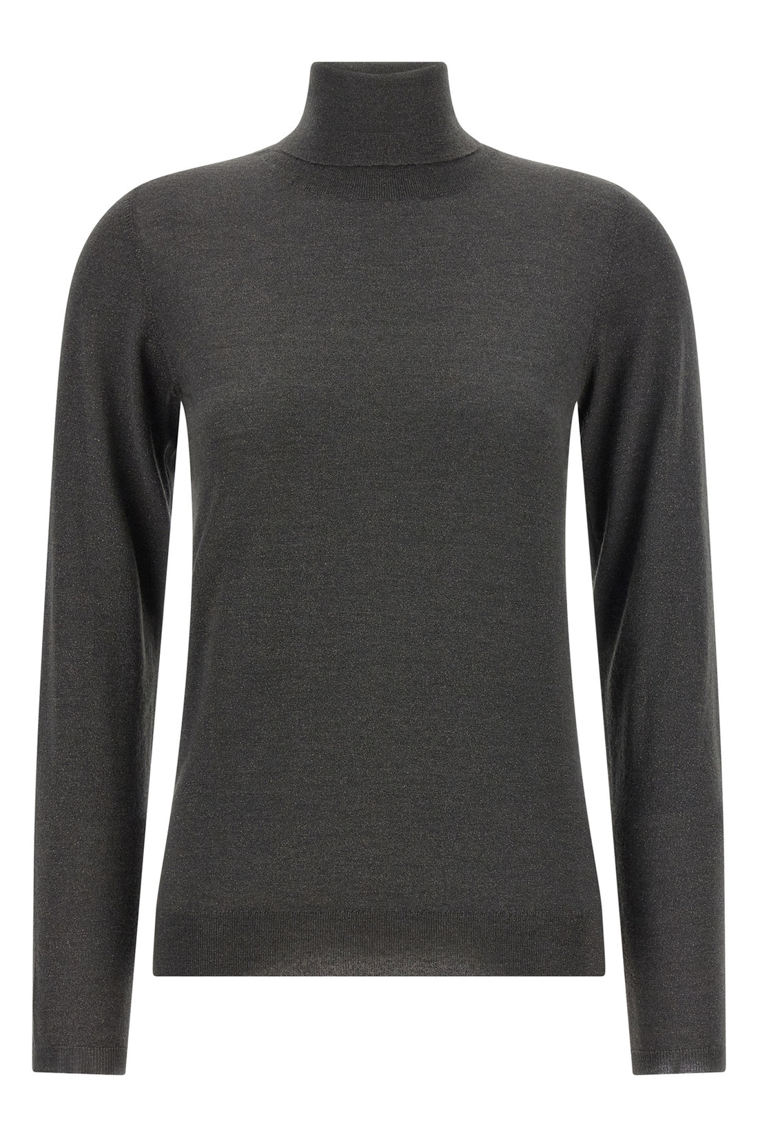 BRUNELLO CUCINELLI M sparkling shaved cashmere and silk knit turtleneck sweater woven