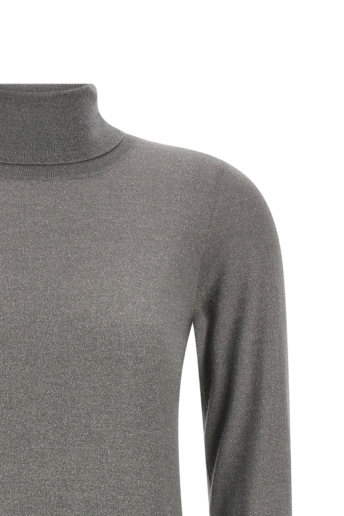 sparkling shaved cashmere and silk knit turtleneck sweater woven
