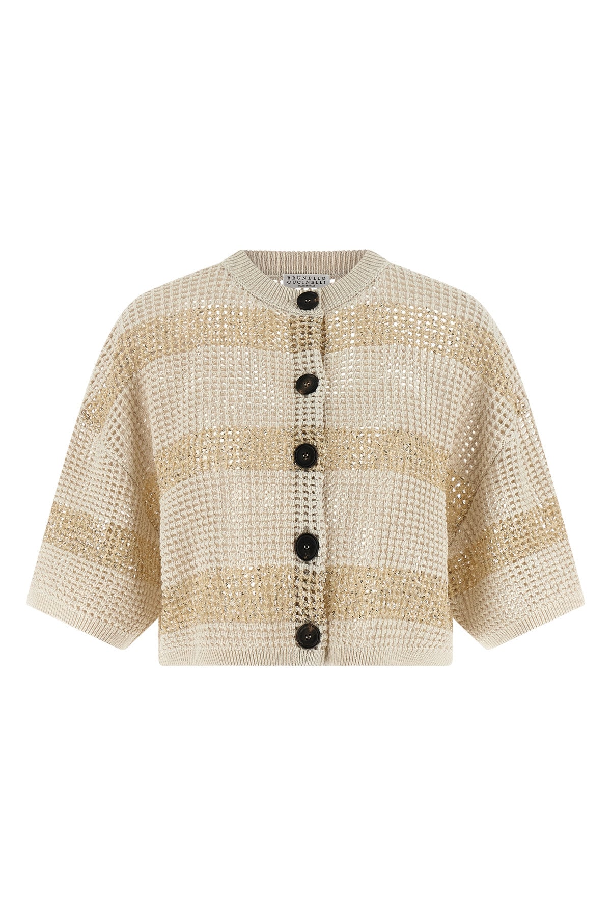 crop cotton mesh cardigan