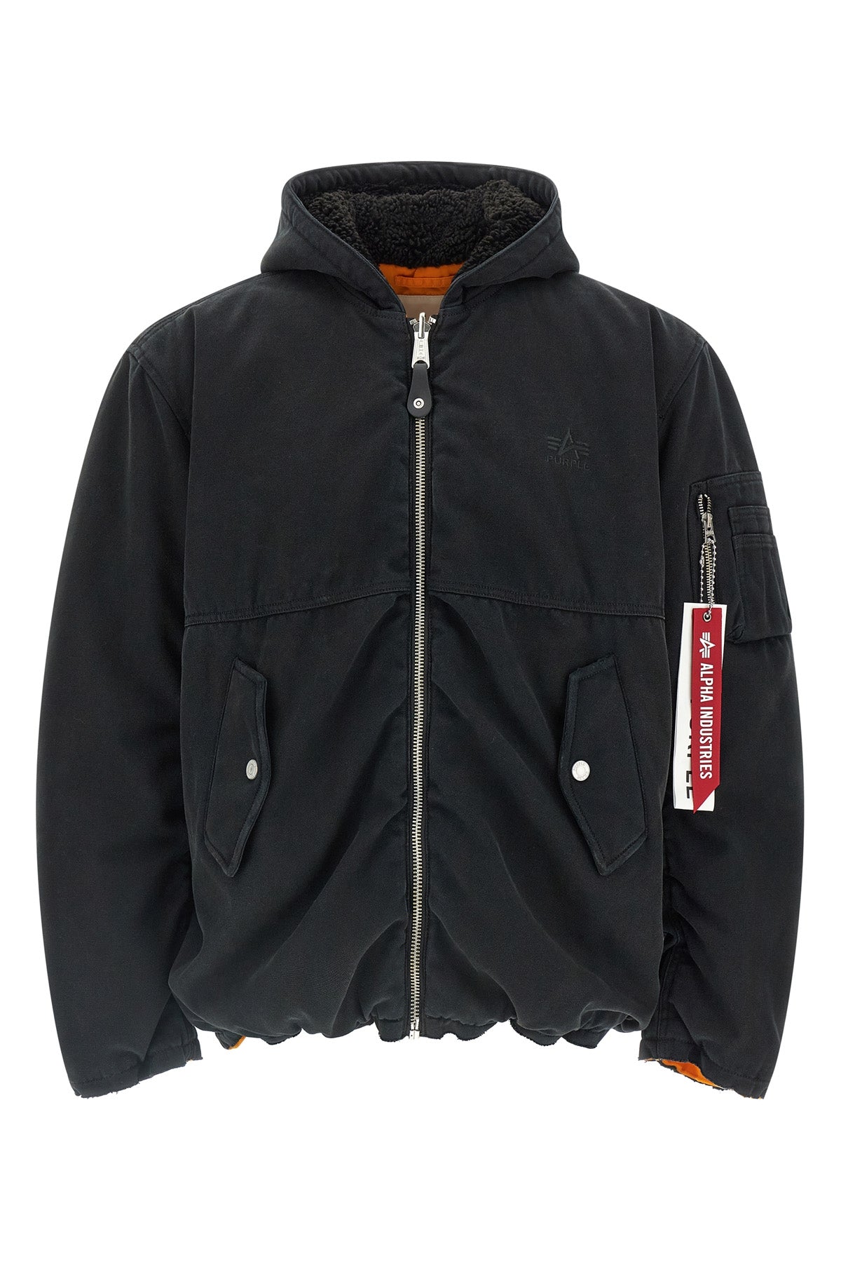 alpha industries x purple reversible bomber jacket in padded cotton canvas and n