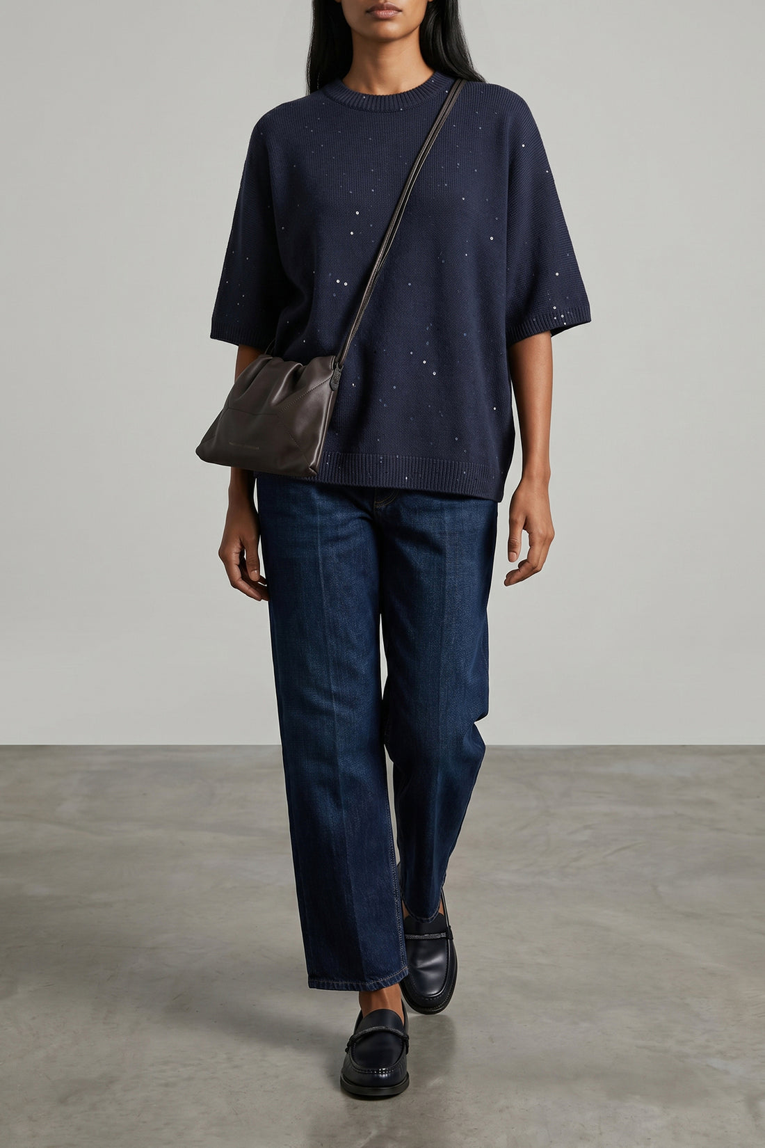 BRUNELLO CUCINELLI M diamante cashmere and silk sweater