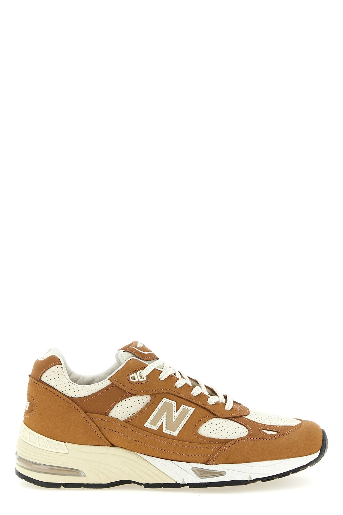 made in uk 991 leather and perforated leather sneakers