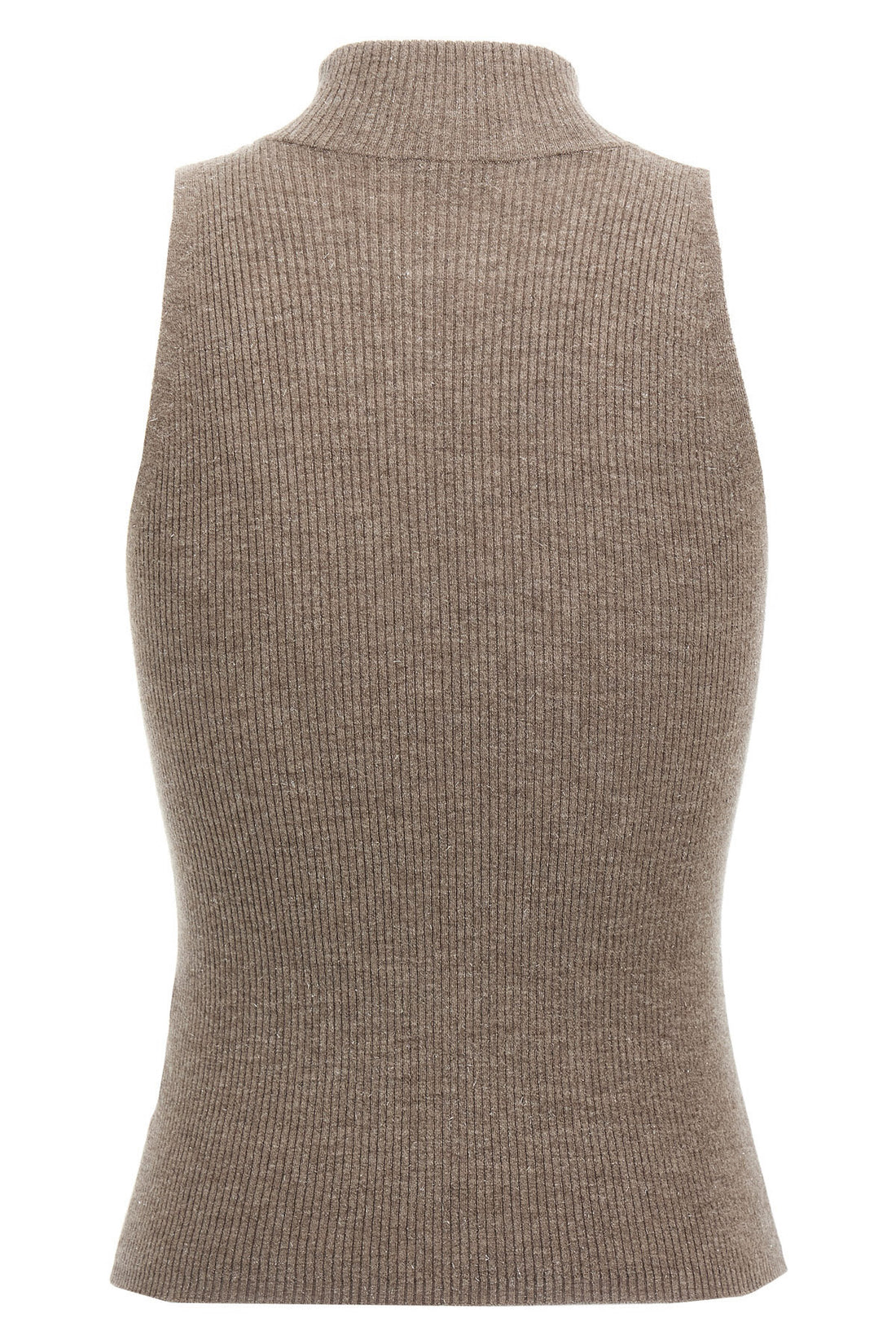 BRUNELLO CUCINELLI M sparkling lightweight ribbed cashmere knit top
