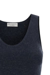 sparkling ribbed cashmere tank top woven