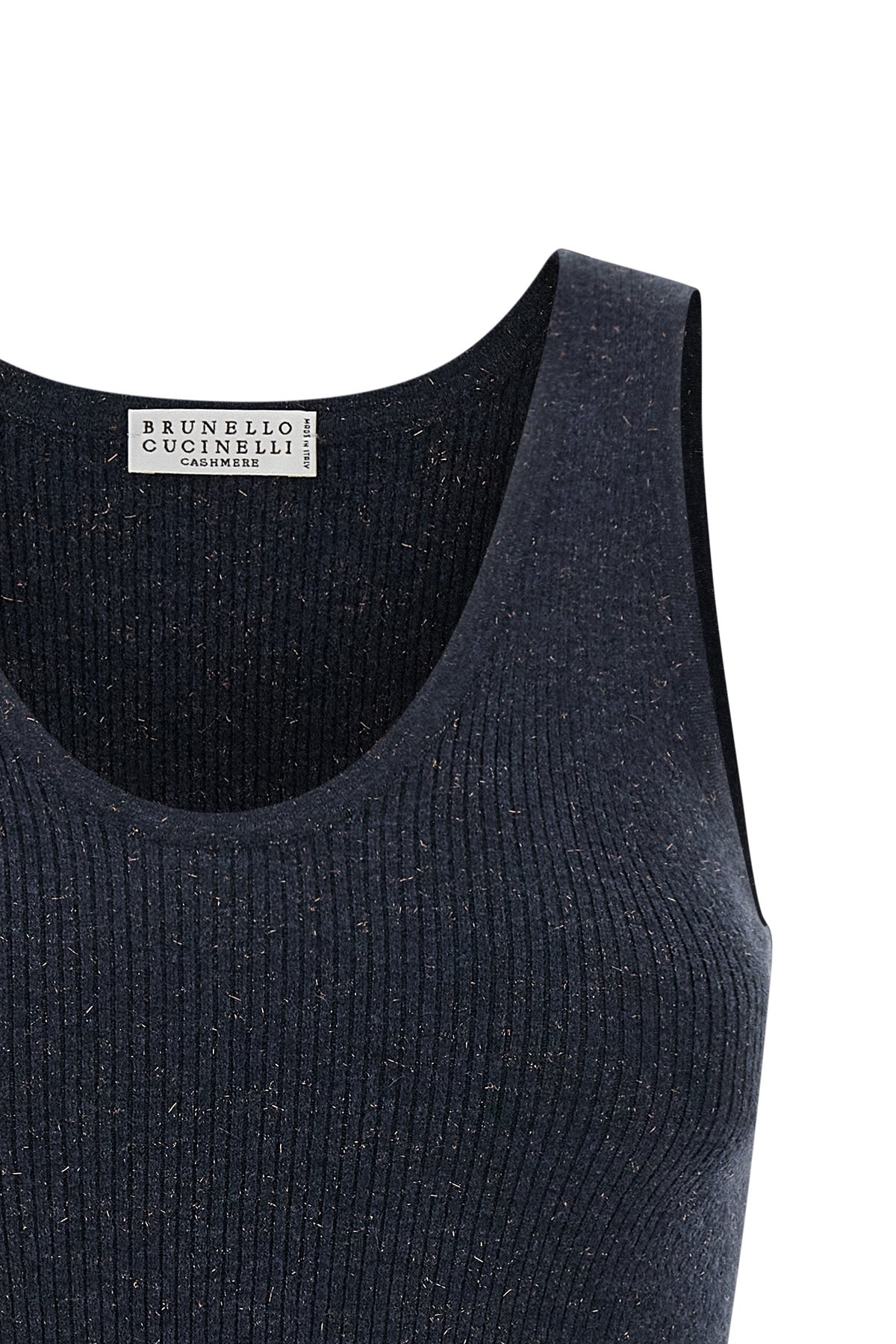 sparkling ribbed cashmere tank top woven