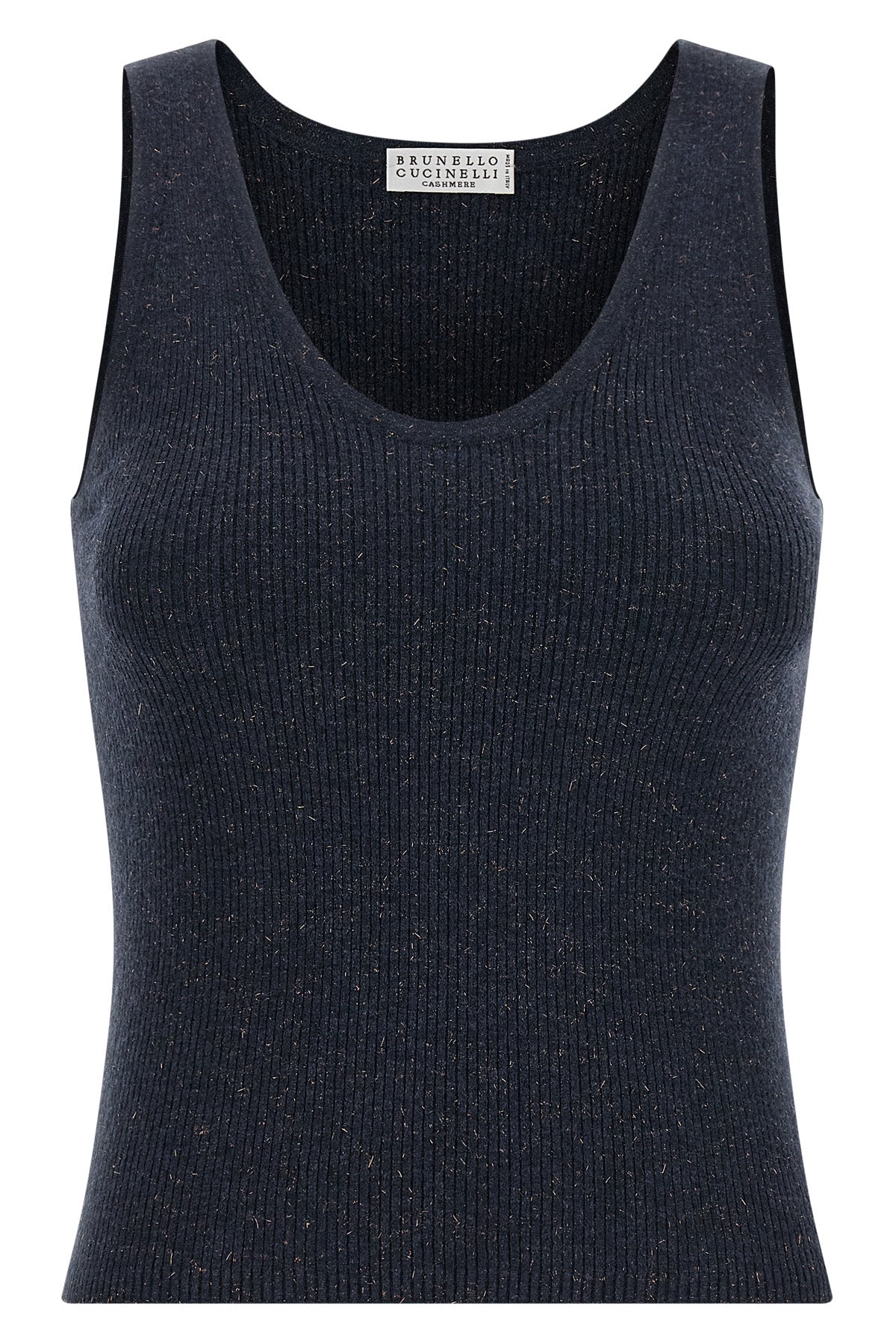 sparkling ribbed cashmere tank top woven