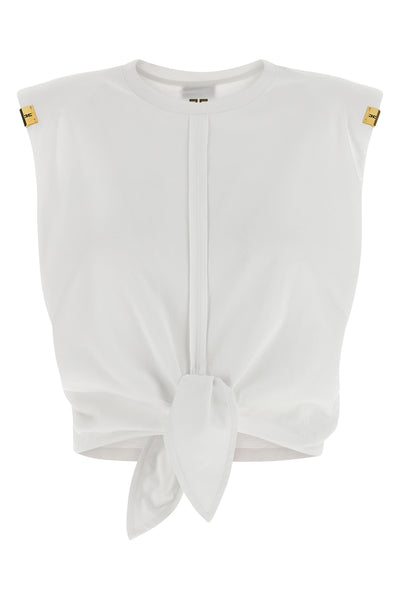 sleeveless cotton jersey cropped t-shirt