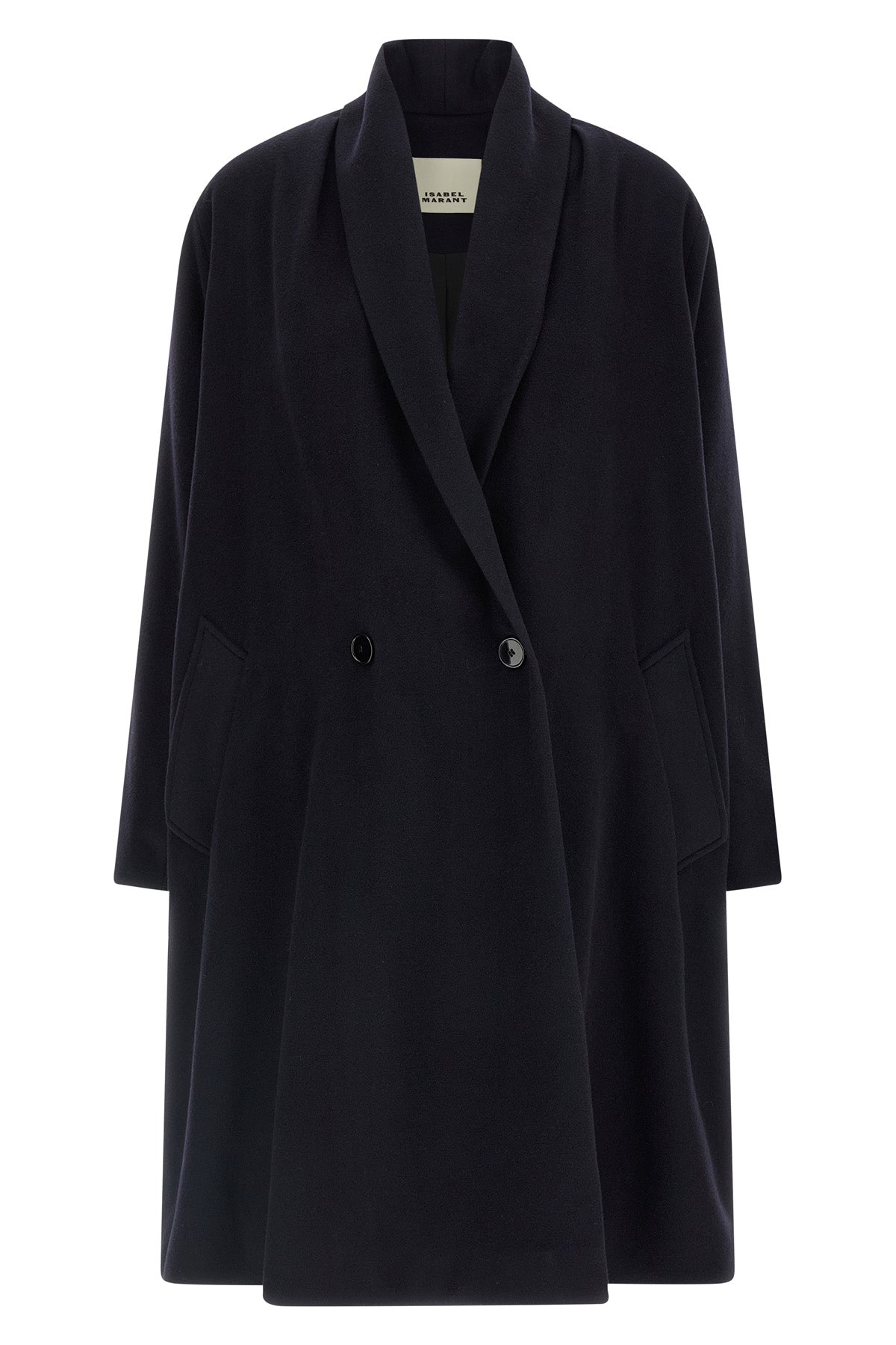 elise double-breasted wool blend long coat