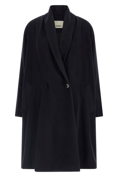elise double-breasted wool blend long coat