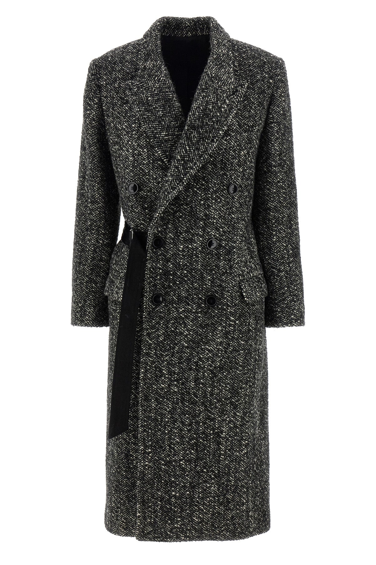 ebyane coat in herringbone virgin wool blend