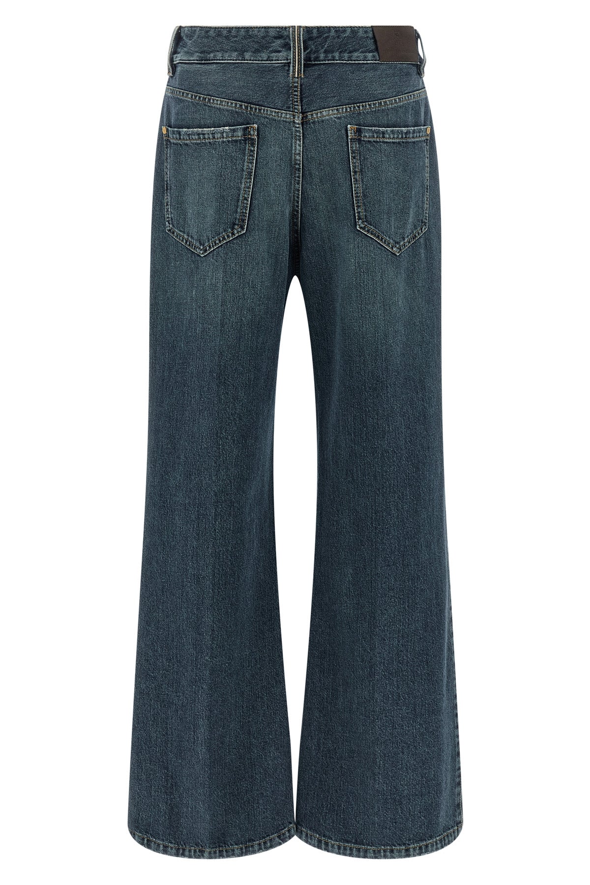 contemporary loose used-effect authentic stone washed denim jeans