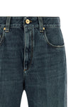 contemporary loose used-effect authentic stone washed denim jeans