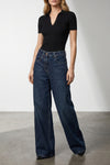 wide barrel full lenght mid-rise jeans in cotton denim